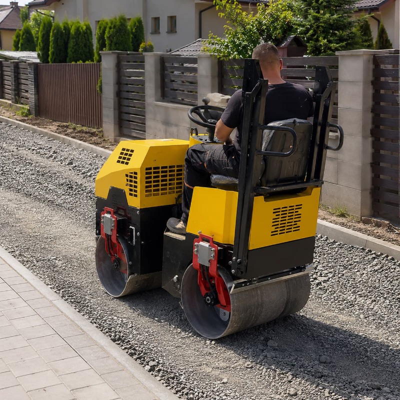 Heavy Equipment In Construction - Mesin Pemadat Jalan Getar Drum Ganda,